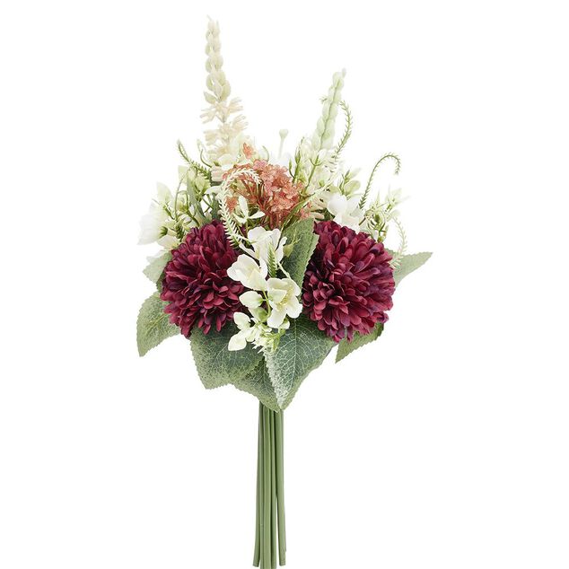Piquet fleur artificielle &Oslash;25xH33cm blanc et violet