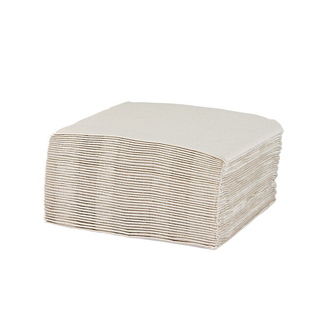 Serviette cocktail carr&eacute;e blanc lin 2 plis en papier x40