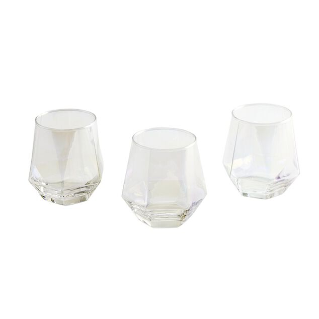 Verre haut x3 forme diamant reflet irisé 300ml