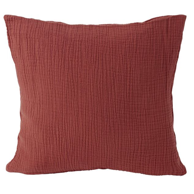Housse de coussin 40x40cm gaze de coton terracotta