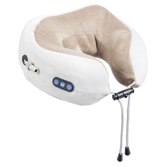 Oreiller de massage gris et blanc 2 points de stimulation