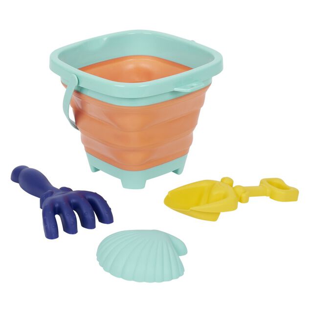 Seau de plage garni pliable 4 accessoires