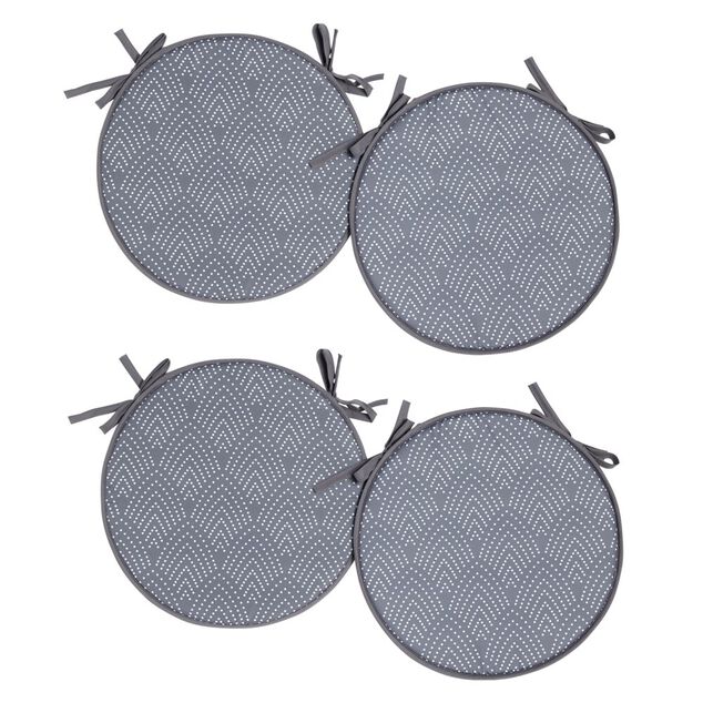 Galette de chaise ronde x4 avec motif Ø38cm (4 modèles)