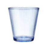 Verre en verre design nervur&eacute; bleu &Oslash;9xH9,5cm