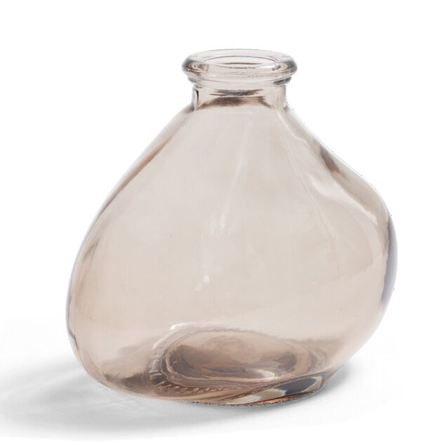 Soliflore dame jeanne verre rose Ø11xH9,5cm