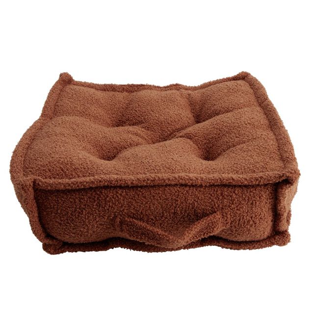 Coussin de sol carré bouclette terracotta 45x45cm