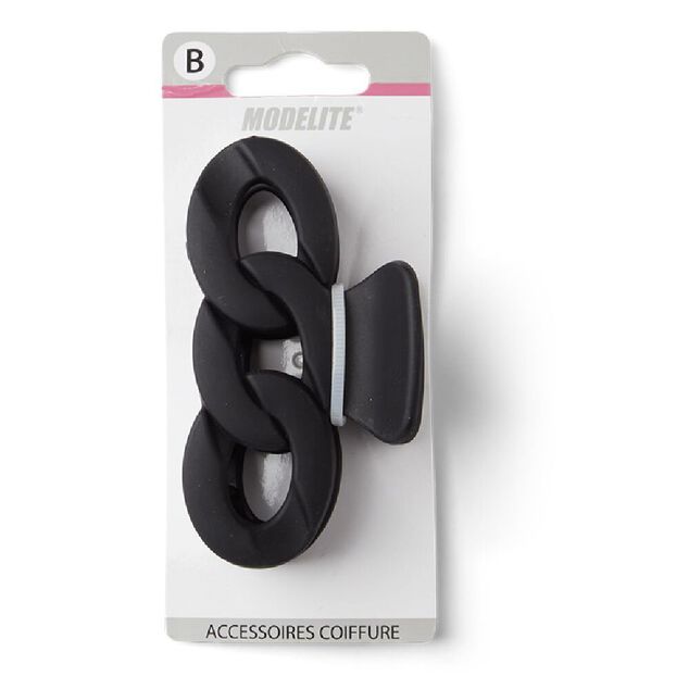 Pince &agrave; cheveux effet cha&icirc;ne plastique noir mat 8cm