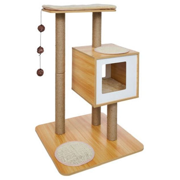 Arbre à chat 2 niveaux marron H84,5 cm