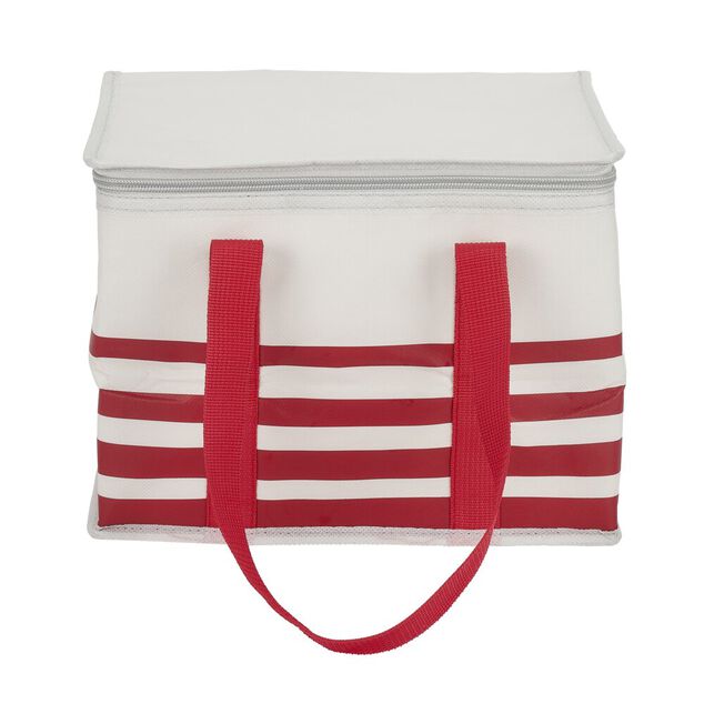 Sac à repas isotherme rouge et blanc L.28xl.18xH.21 cm