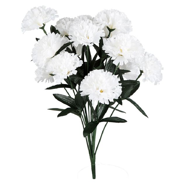 Piquet oeillets blanc bouquet fleur artificielle &Oslash;20xH46cm