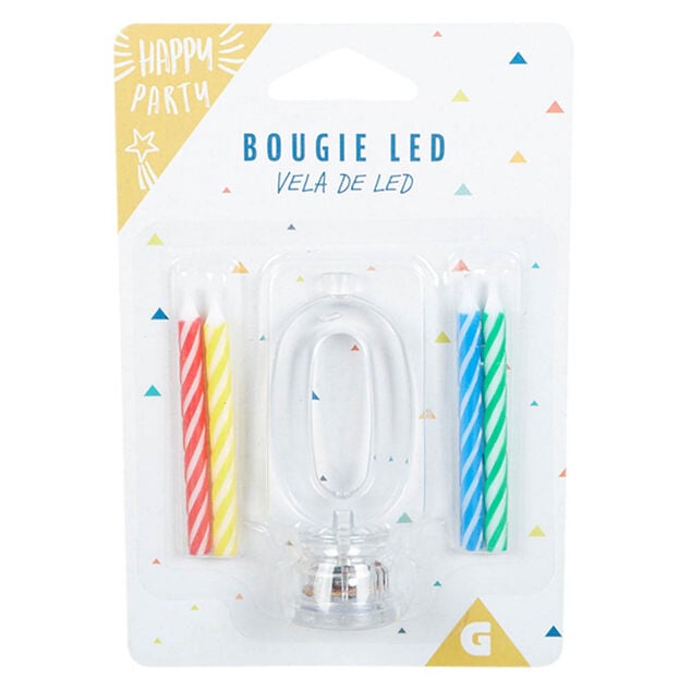 Bougie anniversaire lumineuse &agrave; led chiffre 0