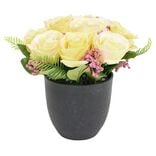 Pot rose artificielle Ø23xH23cm jaune