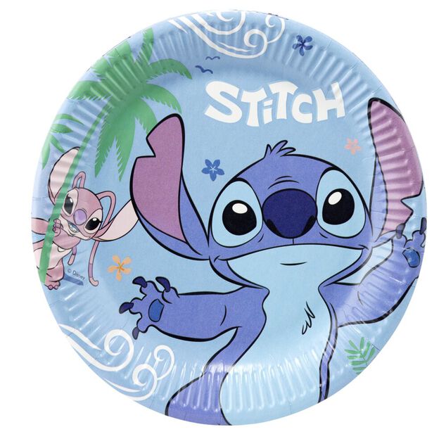 Assiette carton Disney Stitch x8 bleu Ø23cm