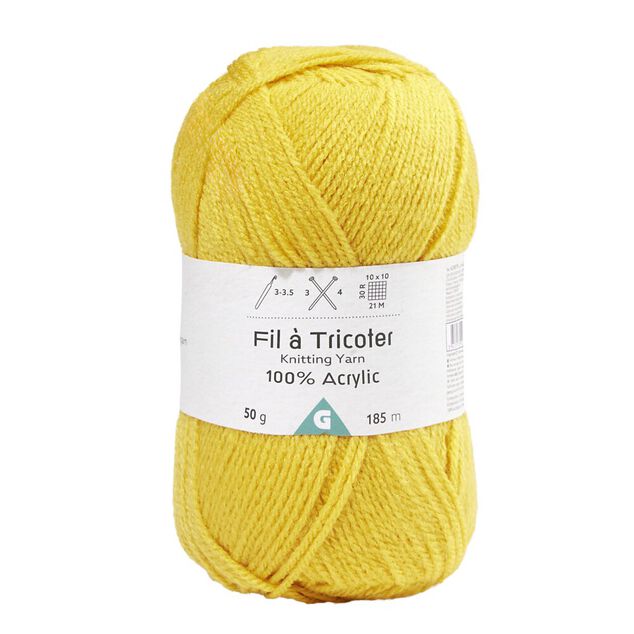 Fil &agrave; tricoter acrylique 50g jaune miel
