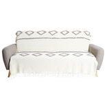 Jet&eacute; de canap&eacute; 170x250cm 100% coton tuft&eacute; beige et gris