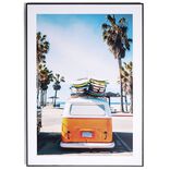 Cadre d&eacute;co en bois photo van plage 50x70cm