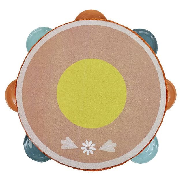 Tambourin en bois et m&eacute;tal &Oslash;18x4,5cm