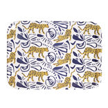 Plateau rectangulaire motif léopard blanc et bleu 27x38cm