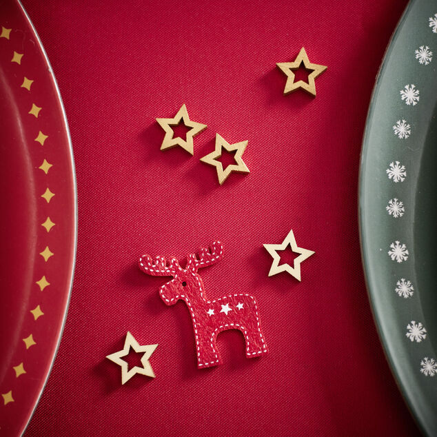 Décoration de table feutrine forme renne rouge 6 pièces