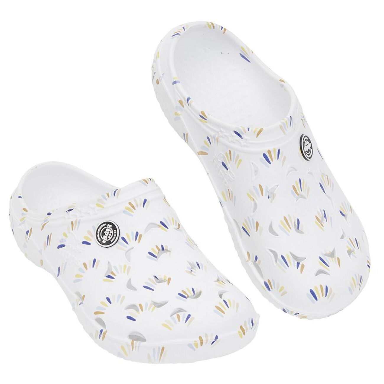 Sabots Hipps Femme plastique blanc motif tricolore T38/39 GIFI