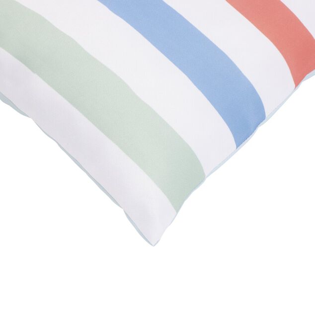 Coussin de jardin carr&eacute; bayad&egrave;re rayures color&eacute;es 40x40cm