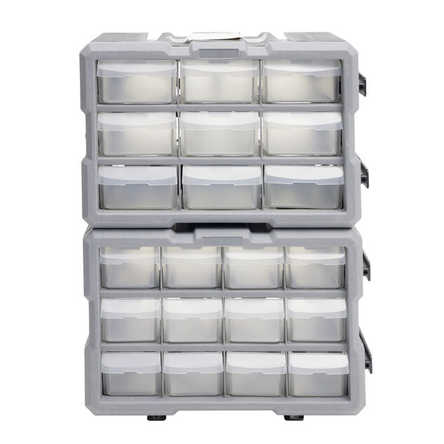 Rangement bricolage modulable plastique gris 9 casiers 28x17xH16cm