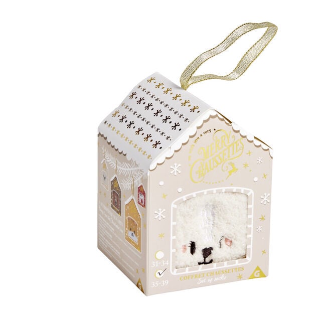 Chaussettes lapin mixte beige et rose TU