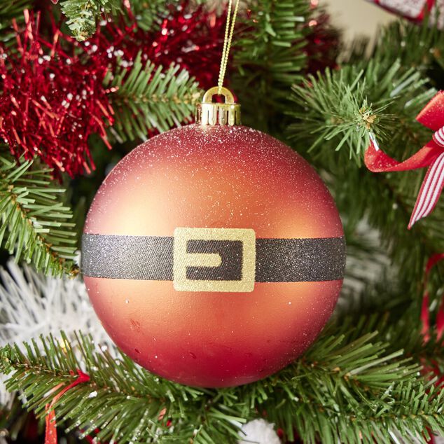 Boule de No&euml;l XL ceinture P&egrave;re No&euml;l rouge &Oslash;14cm