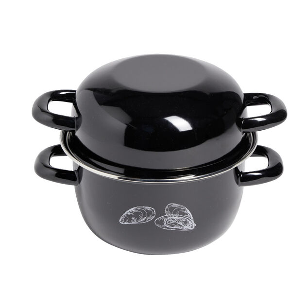 Marmite à moules avec couvercle Ø20,5cm acier noir