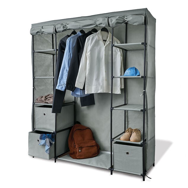 Armoire dressing tissu gris