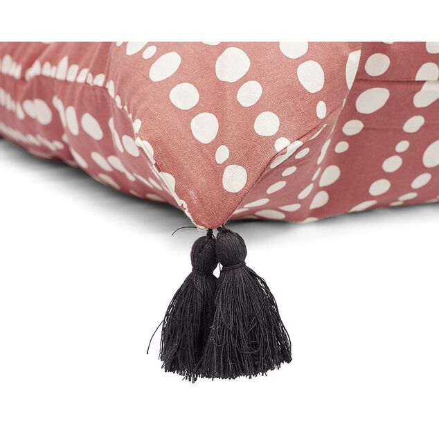 Parure de lit 2 personnes 220x240cm réversible motifs et pompons