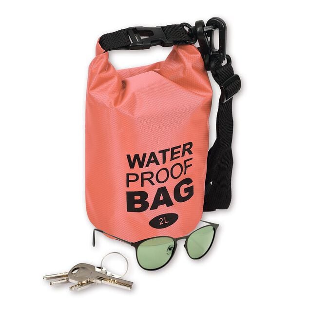 Sac de plage &eacute;tanche 2L polyester rouge et noir