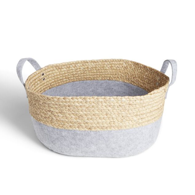 Pani&egrave;re jacinthe d'eau feutrine beige et gris clair 44x33xH20cm