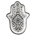 Vide poche arabesque main de Fatma c&eacute;ramique blanc et noir 11x8xH1,5cm
