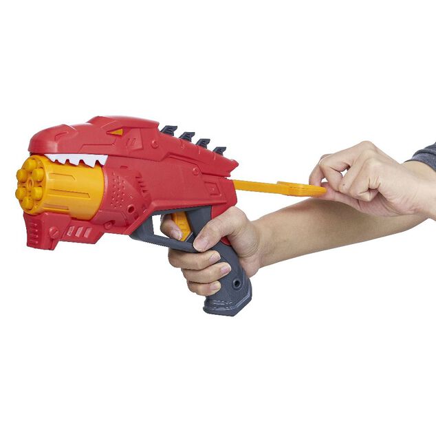 Pistolet dinosaure rouge et 8 fléchettes