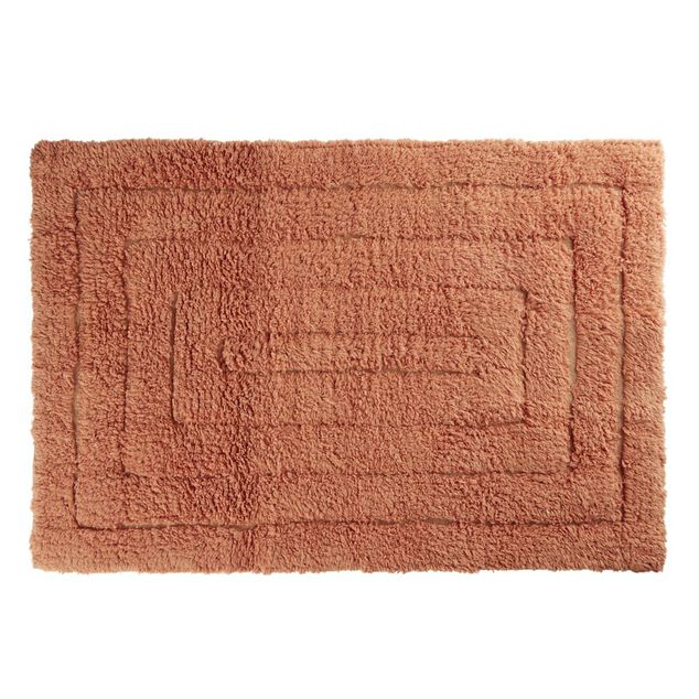 Tapis salle de bain rectangulaire coton terracotta 45x70cm