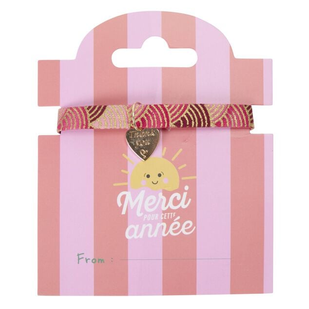 Bracelet remerciement Merci pour cette ann&eacute;e pampille coeur L10cm (3 mod&egrave;les)
