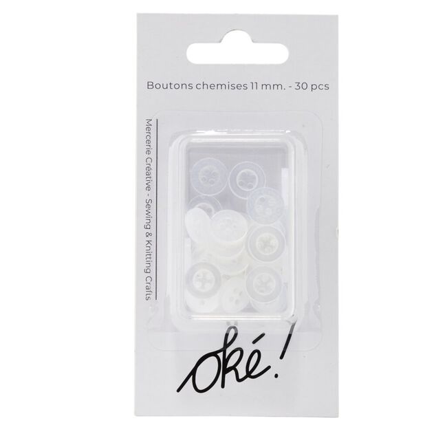 Bouton de chemise x30 plastique Ø11mm