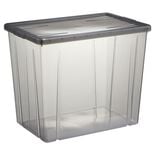 Boîte de rangement ransparente avec couvercle gris 82L