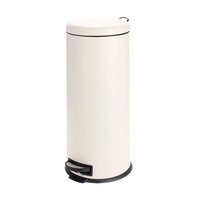 Poubelle &agrave; p&eacute;dale 30L ronde m&eacute;tal beige &Oslash;30xH69,5cm