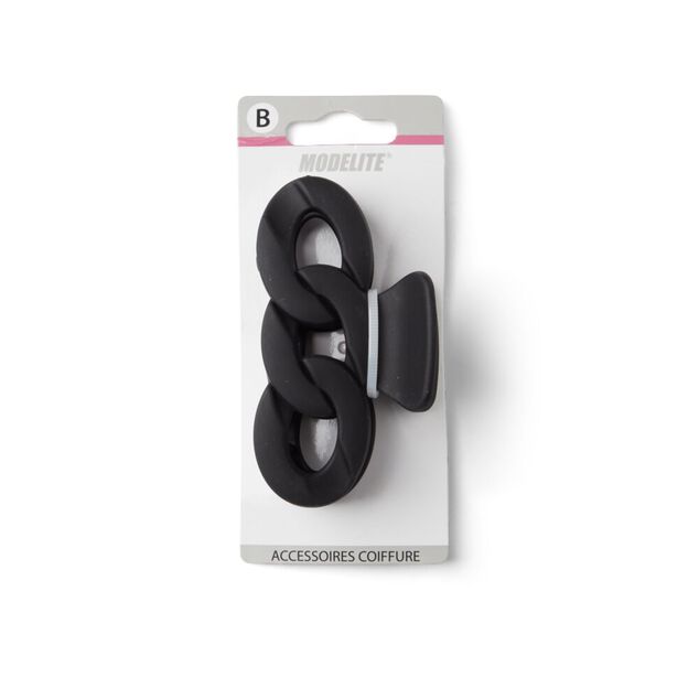 Pince &agrave; cheveux effet cha&icirc;ne plastique noir mat 8cm