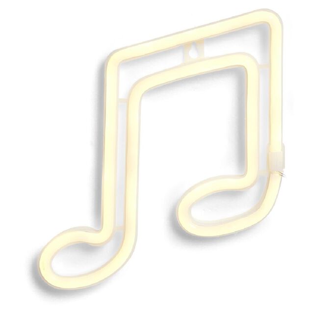 N&eacute;on solaire forme note de musique 140 LED blanc chaud L19xH20cm