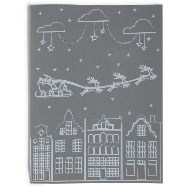 D&eacute;coration fen&ecirc;tre No&euml;l &eacute;lectrostatique dessin blanc (2 mod&egrave;les)