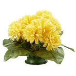 Coussin chrysanth&egrave;me artificiel 15 t&ecirc;tes jaune
