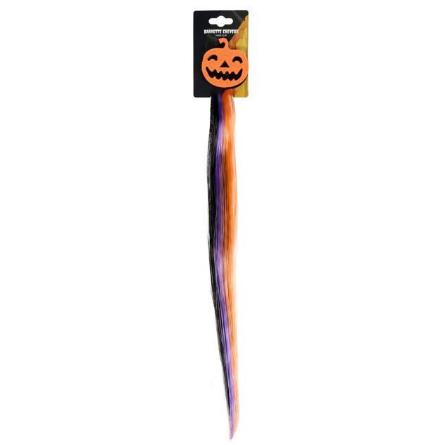 Barrette cheveux Halloween avec m&egrave;che noire et orange (3 mod&egrave;les)