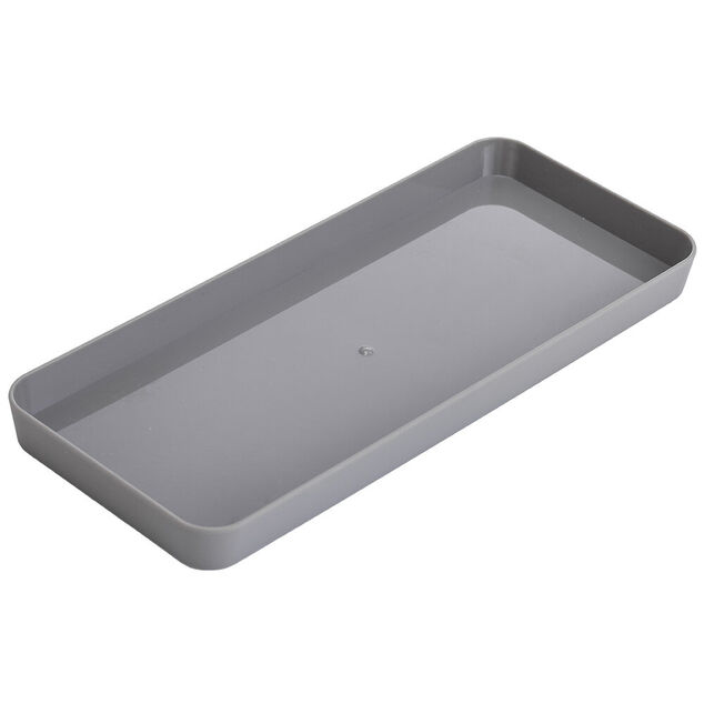 Plateau rectangulaire gris plastique 26x11xH2cm