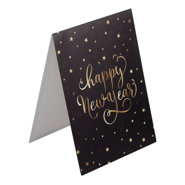 Set de marque place x8 et menu en papier noir Happy New Year L11xH30,4cm