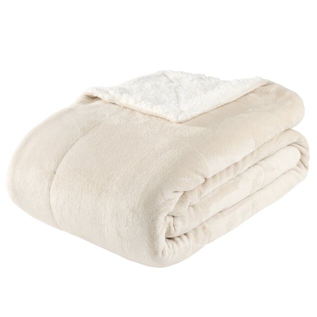 Plaid pilou XL uni L200X180 cm (4 mod&egrave;les blanc/gris/rouge/beige)