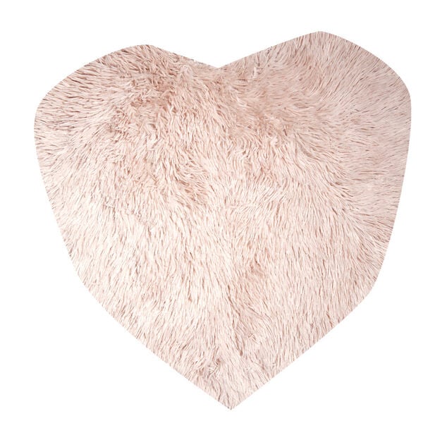 Tapis coeur effet fourrure rose ou beige 60x60cm