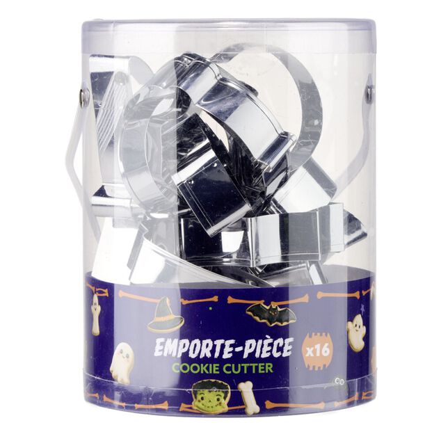 Emporte-pi&egrave;ces Halloween x16 inox gris